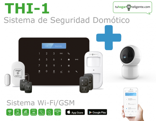 Kit de Alarma SIN cuotas Domótica THI-1 (WiFi + gsm) conectada a